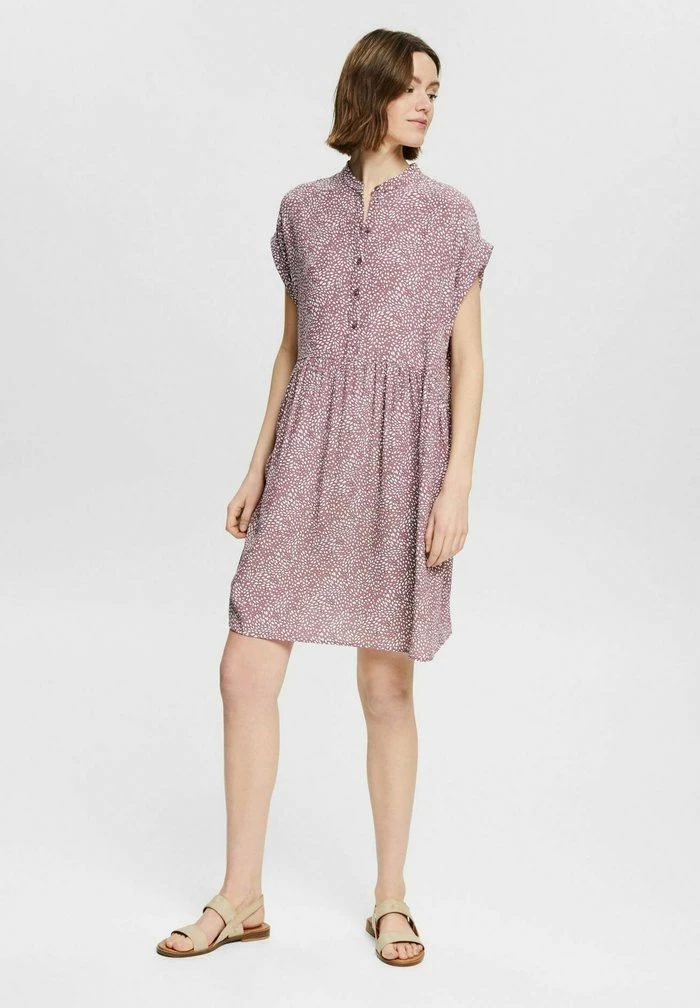 Esprit GEMUSTERTES MINI MIT KNOPFLEISTE - Shirt Dress - Mauve - Image 2