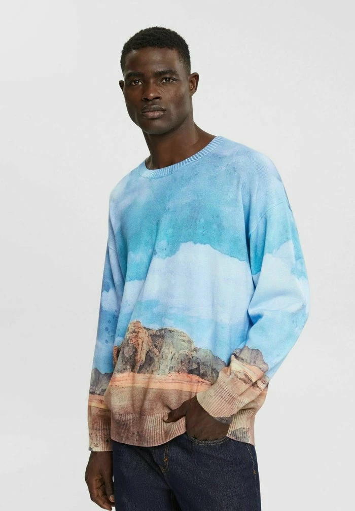 Esprit MIT DIGITALEM ALLOVER-LANDSCHAFTS PRINT - Jumper - Turquoise