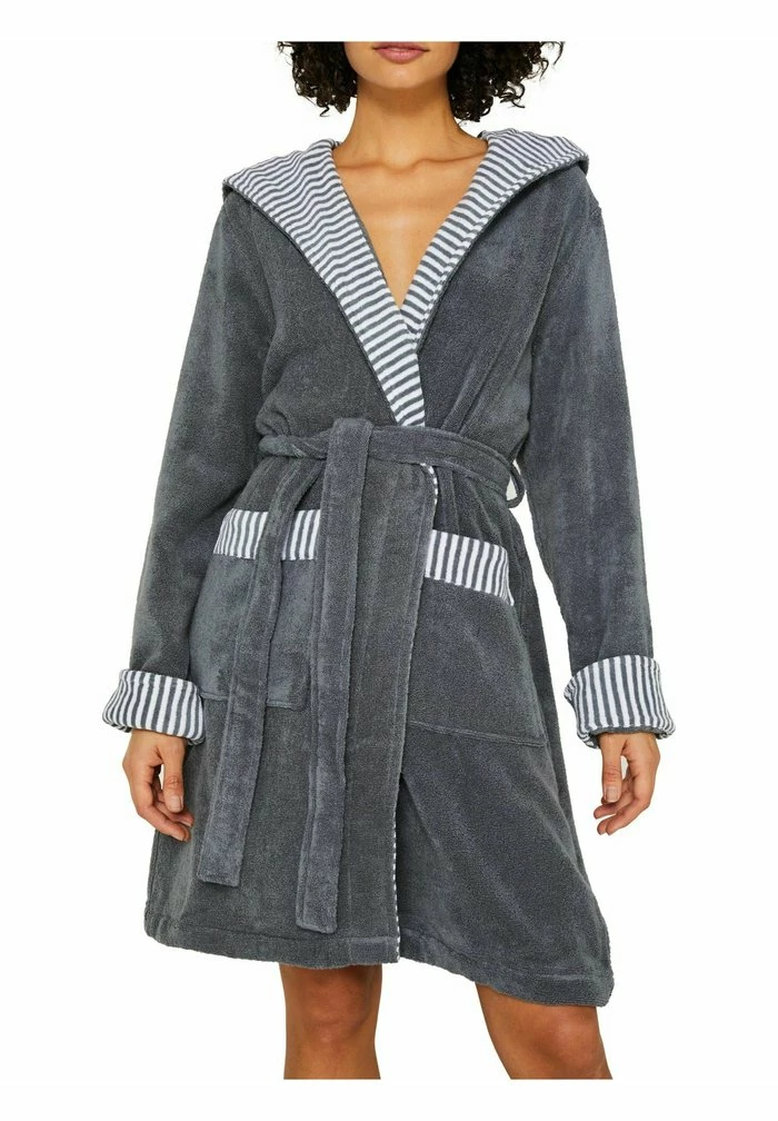 Esprit MIT STREIFEN - Dressing Gown - Grey Steel