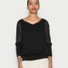 Esprit PRINT BLOUSE - Long Sleeved Top - Black