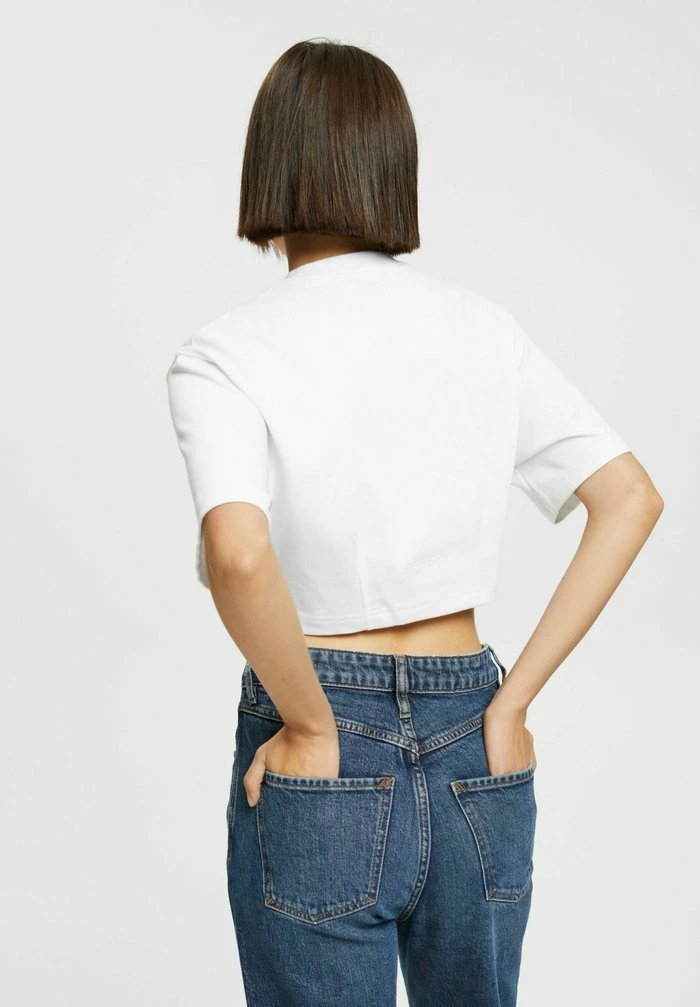 Esprit KURZ GESCHNITTENES MIT INDIGO-PRINT - Print T-shirt - White - Image 3