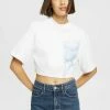 Esprit KURZ GESCHNITTENES MIT INDIGO-PRINT - Print T-shirt - White