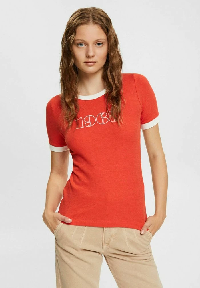 Esprit Print T-shirt - Orange Red