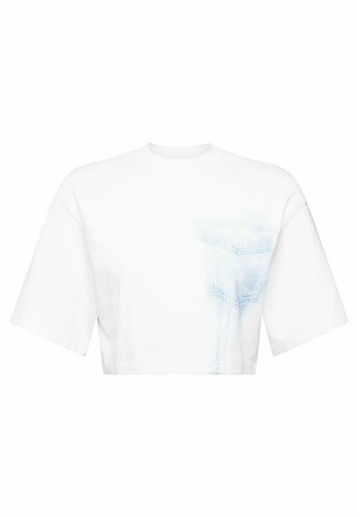 Esprit KURZ GESCHNITTENES MIT INDIGO-PRINT - Print T-shirt - White - Image 6
