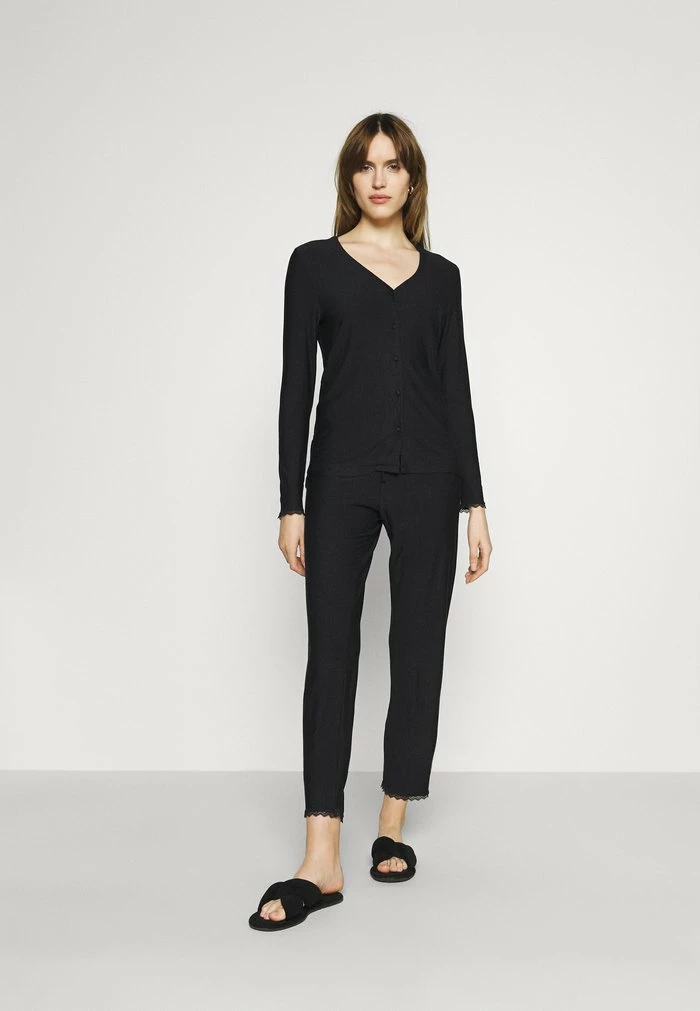 Esprit SOFT STRIPES LONGSLEEVE LONG PANTS - Pyjamas - Black