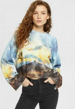 Esprit CROPPED MIT DIGITALEM ALLOVER LANDSCHAFTS PRINT - Jumper - Dark Blue