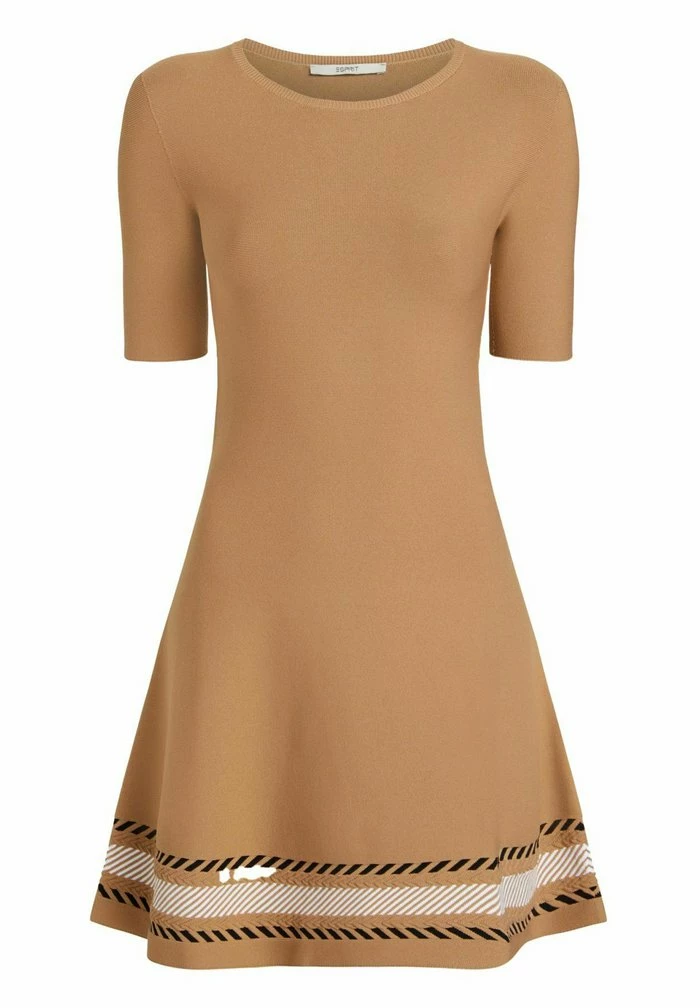 Esprit NAHTLOSES MIT HERRINGBONE- - Jumper Dress - Camel - Image 4