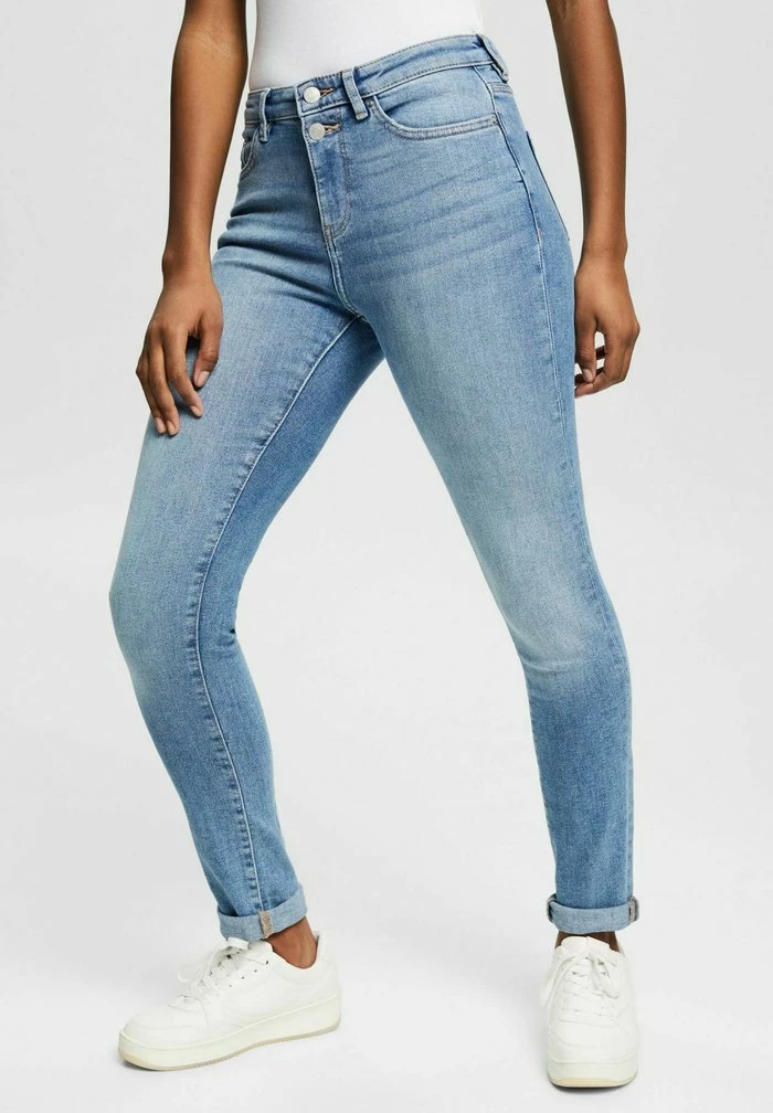 Esprit MIT HOHEM STRETCHANTEIL - Slim Fit Jeans - Blue Light Washed