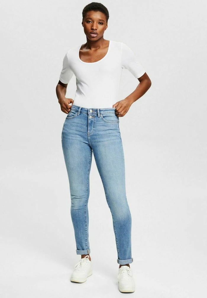 Esprit MIT HOHEM STRETCHANTEIL - Slim Fit Jeans - Blue Light Washed - Image 2