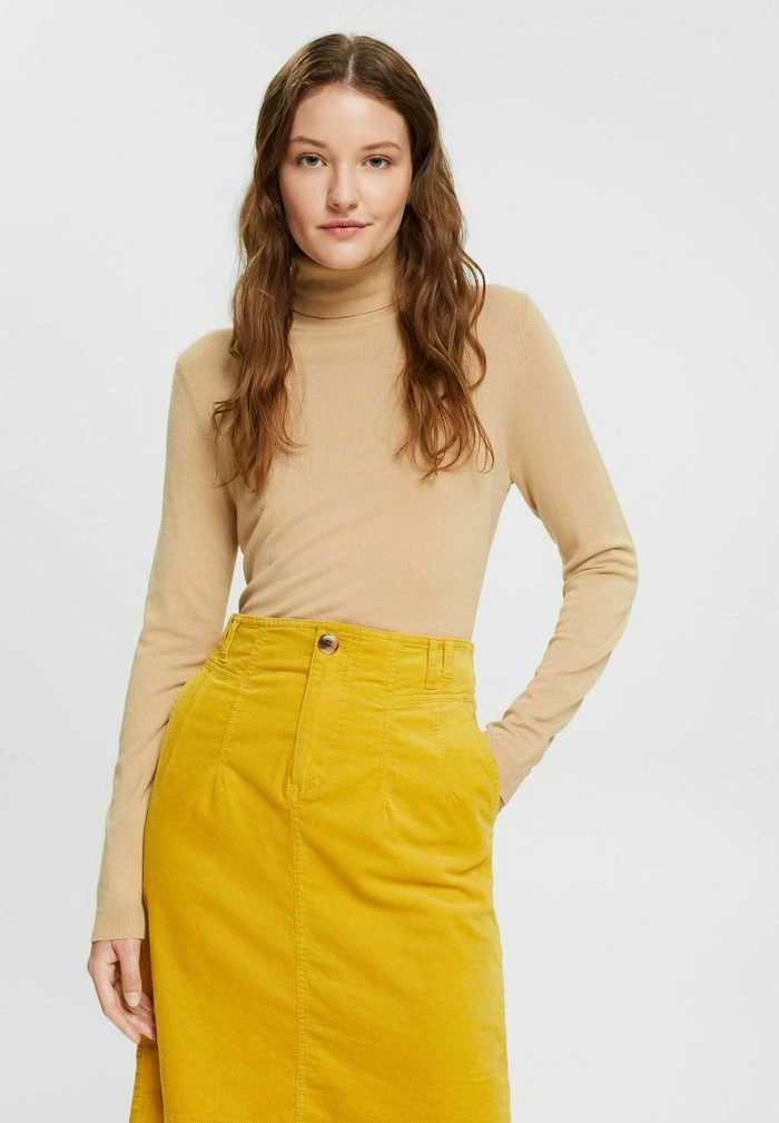 Esprit STRAIGHT SKIRT - Mini Skirt - Dusty Yellow