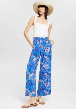 Esprit FLOATY PANTS - Trousers - Blue