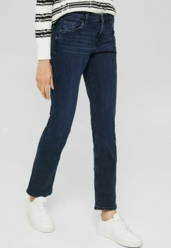 Esprit MEDIUM RISE STRAIGHT - Straight Leg Jeans - Blue Black