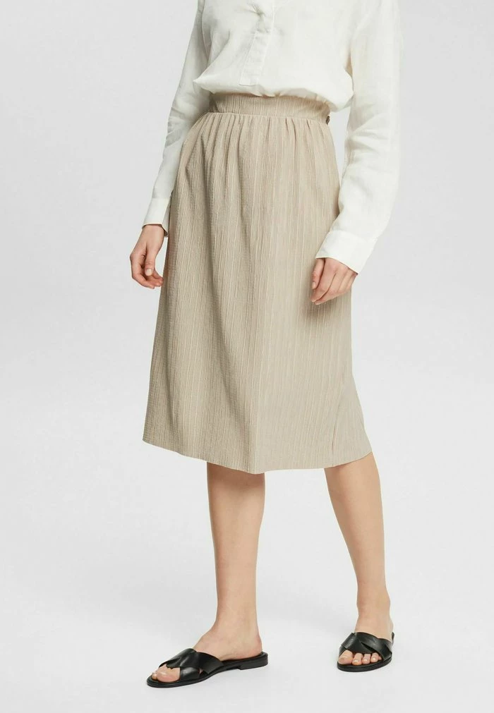 Esprit VACA SKIRT - Pleated Skirt - Light Taupe