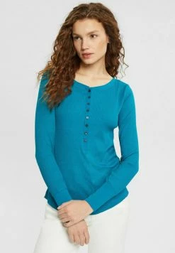 Esprit MIT HENLEY-AUSSCHNITT - Long Sleeved Top - Teal Blue