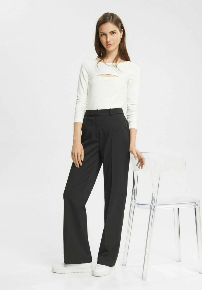 Esprit MIT WEITEM BEIN - Trousers - Black - Image 6