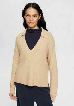 Esprit DEEP POLO - Jumper - New Cream Beige