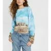 Esprit CROPPED MIT DIGITALEM ALLOVER LANDSCHAFTS PRINT - Jumper - Turquoise