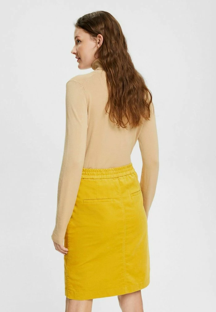 Esprit STRAIGHT SKIRT - Mini Skirt - Dusty Yellow - Image 3