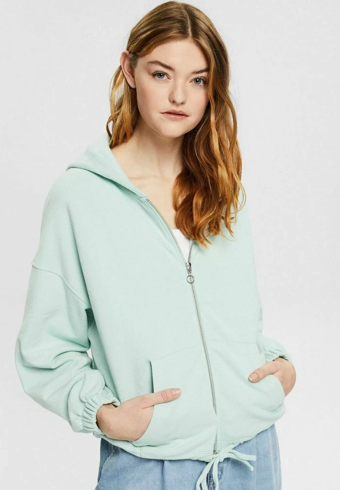 Esprit Zip-up Sweatshirt - Dusty Green