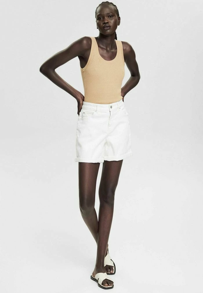 Esprit MIT DESTROYED-EFFEKT - Denim Shorts - Off White - Image 2