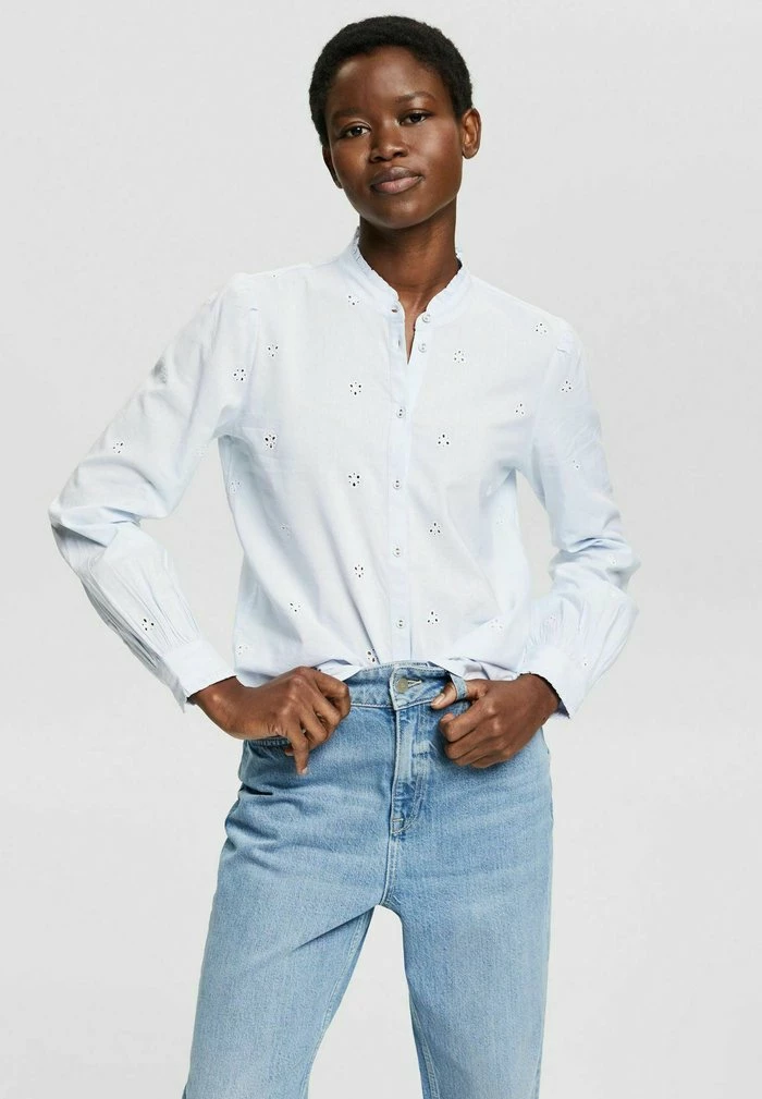 Esprit MIT LOCHSTICKMUSTER - Button-down Blouse - Light Blue