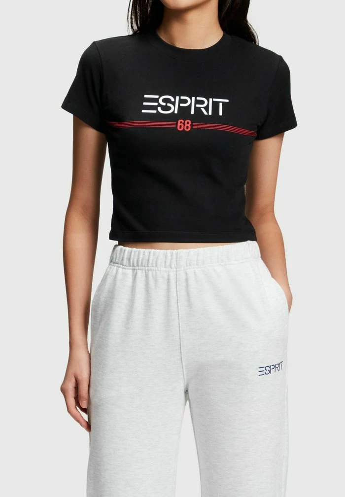 Esprit CROPPED - Print T-shirt - Black