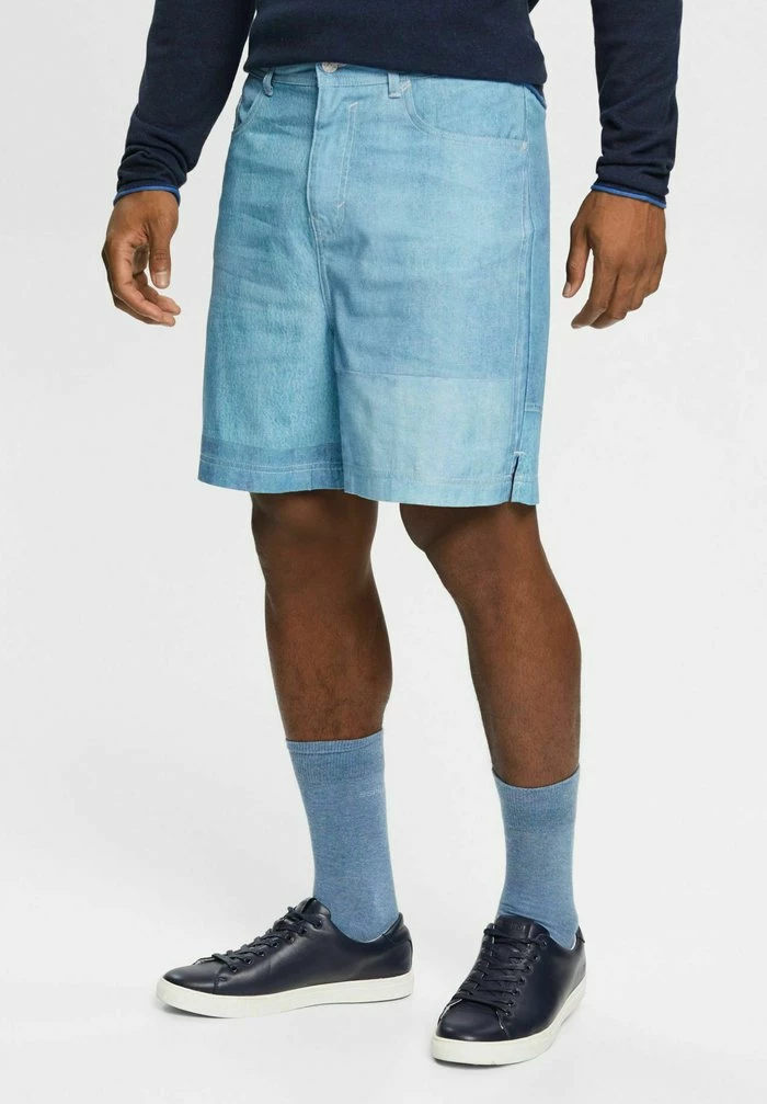 Esprit MIT ALLOVER PRINT - Denim Shorts - Blue Medium Wash