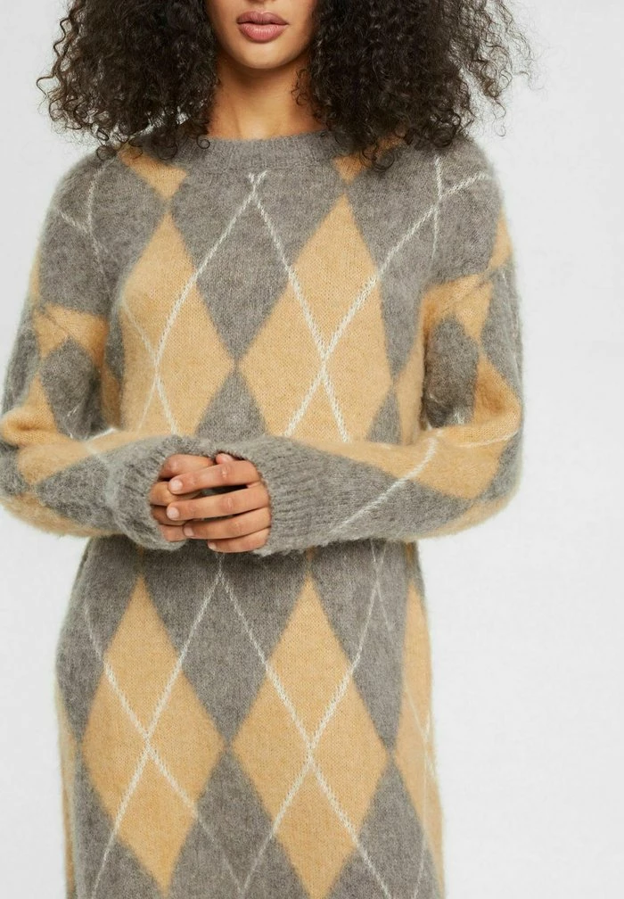 Esprit ARGYLE - Jumper Dress - Sand - Image 3