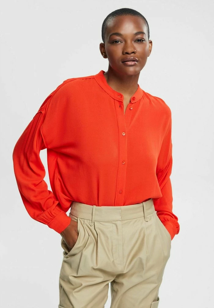 Esprit Button-down Blouse - Orange Red