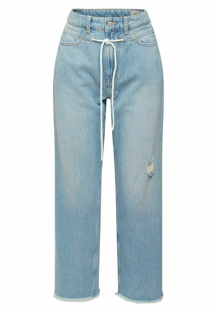 Esprit MIT KORDELZUG - Straight Leg Jeans - Blue Light Washed - Image 3