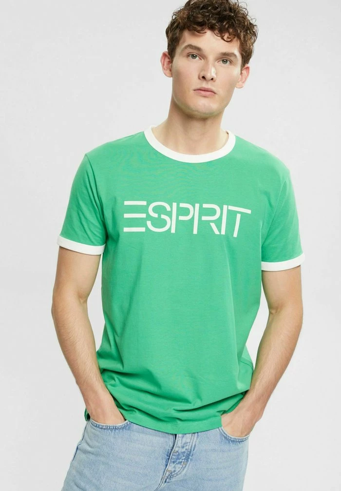 Esprit SLIM FIT - Print T-shirt - Green