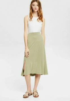 Esprit MIT SCHLITZEN - A-line Skirt - Light Khaki