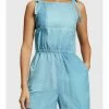 Esprit MIT ALLOVER DENIM-PRINT - Jumpsuit - Blue Medium Washed New