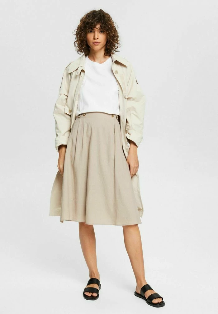Esprit Pleated Skirt - Light Taupe - Image 2