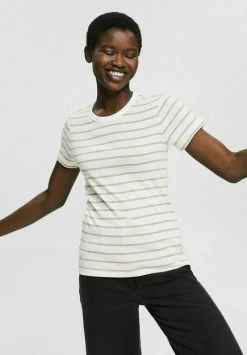 Esprit MIT STREIFEN - Print T-shirt - Off White