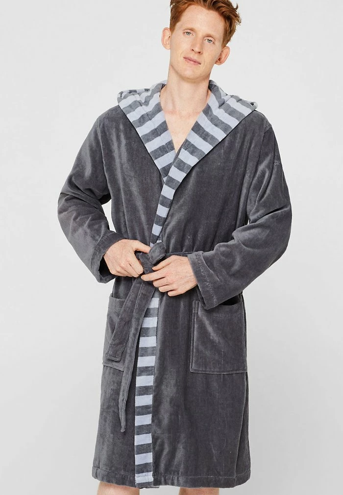 Esprit MIT STREIFEN - Dressing Gown - Grey Steel