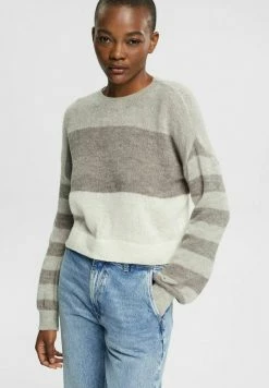Esprit GESTREIFTER MIT BLEND - Jumper - Light Grey
