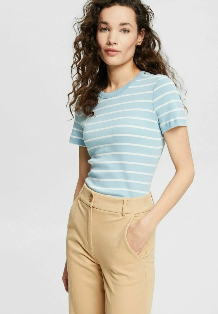 Esprit MIT STREIFEN - Print T-shirt - Grey Blue