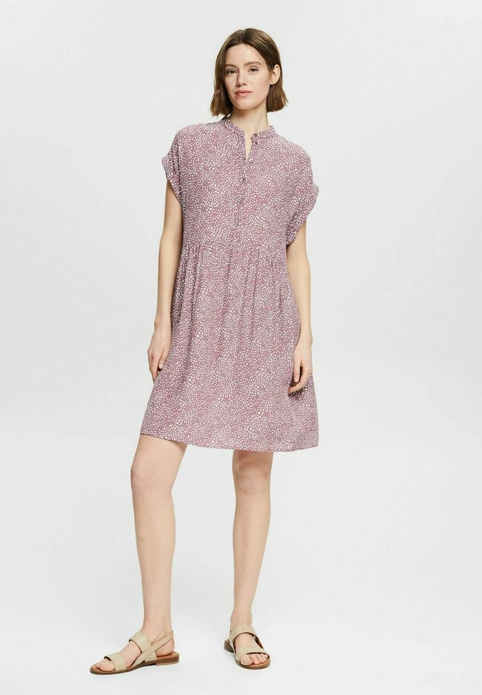 Esprit GEMUSTERTES MINI MIT KNOPFLEISTE - Shirt Dress - Mauve