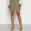 Esprit CHECK CHARLT - Mini Skirt - Dark Khaki