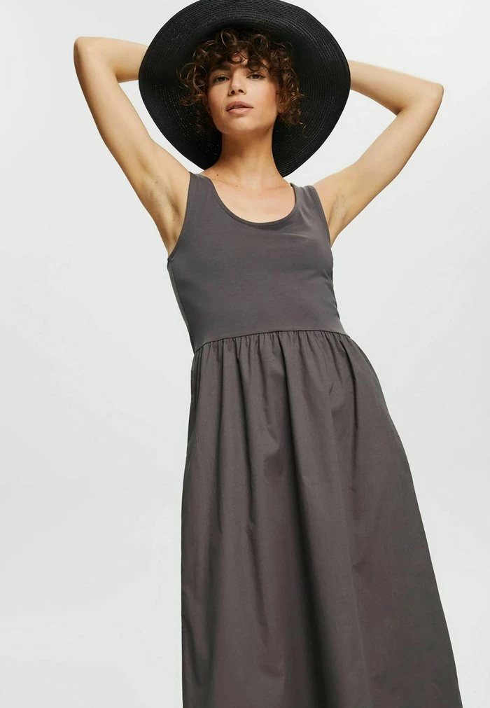 Esprit MATERIAL MIX IN LÄNGE - Maxi Dress - Anthracite - Image 3
