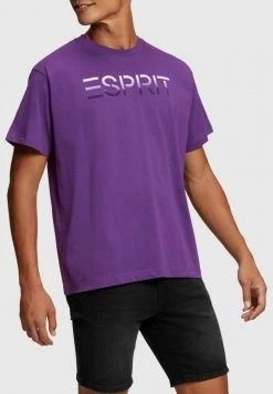 Esprit MIT BEFLOCKTEM LOGO-AUFNÄHER - Print T-shirt - Dark Purple