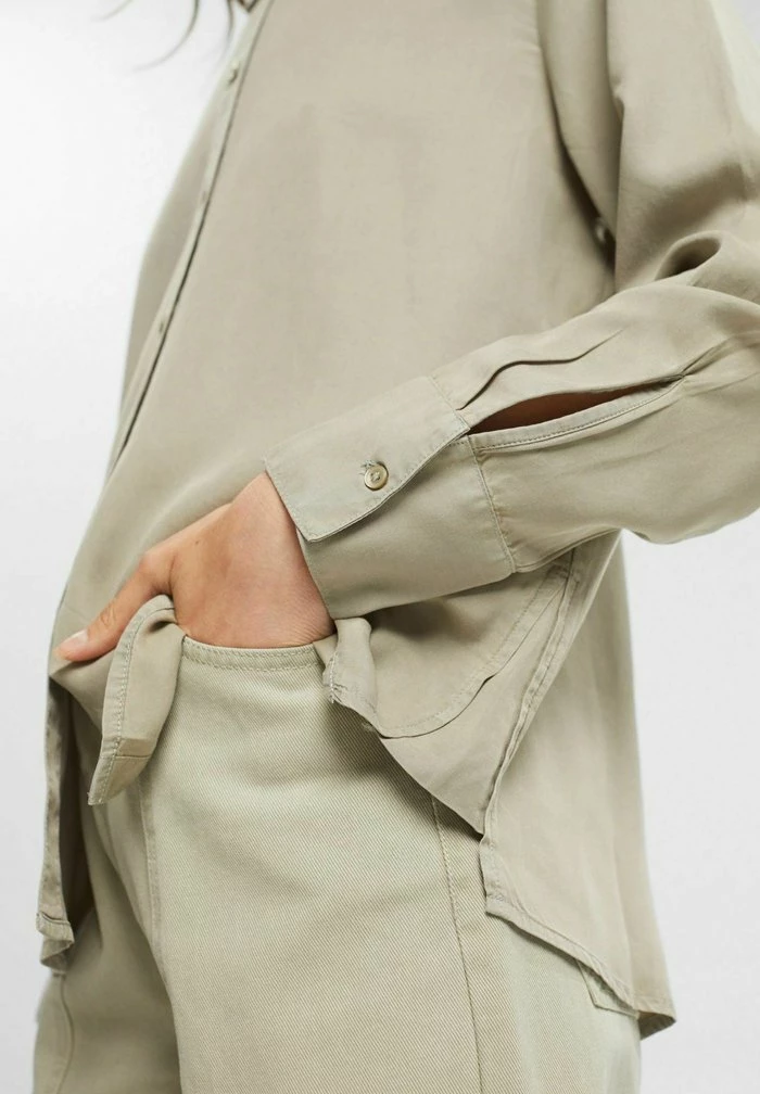 Esprit Button-down Blouse - Pale Khaki - Image 4