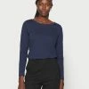 Esprit BOAT NECK - Long Sleeved Top - Navy