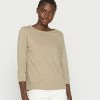 Esprit T LSLV SLUB VOL - Long Sleeved Top - Pale Khaki