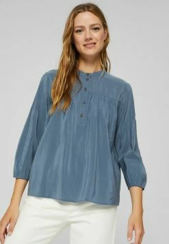 Esprit HENLEY - Blouse - Grey Blue