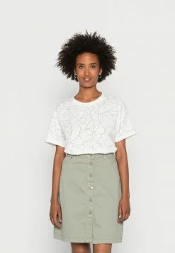 Esprit BURNOUT TEE - Print T-shirt - Off White