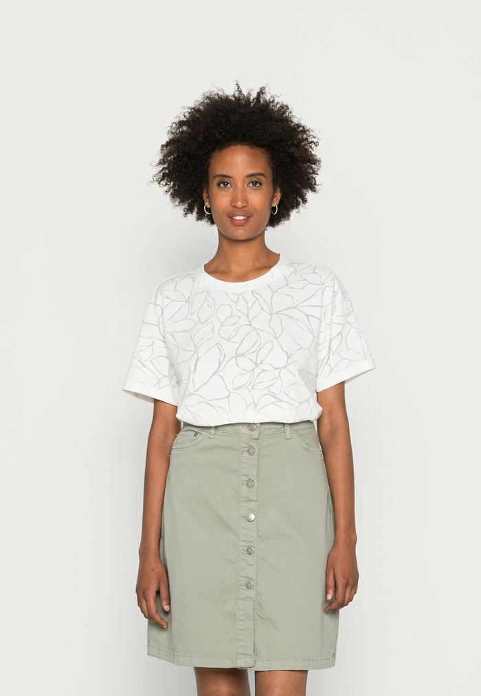 Esprit BURNOUT TEE - Print T-shirt - Off White