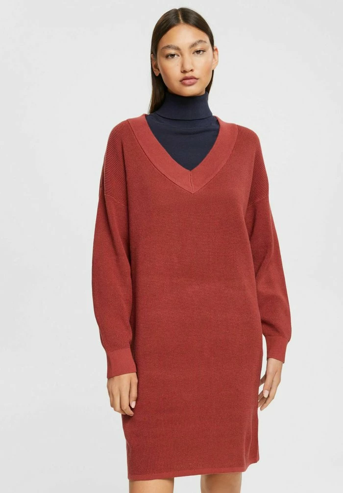 Esprit FLAT - Jumper Dress - Terracotta New