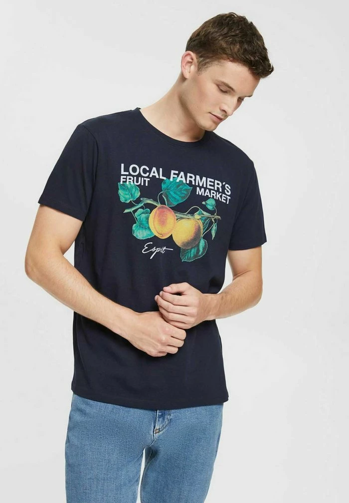 Esprit MIT PRINT - Print T-shirt - Navy